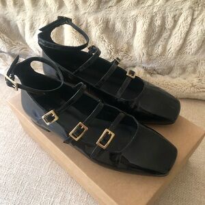 Alohas Luke Onix black leather ballet flats size 61/2